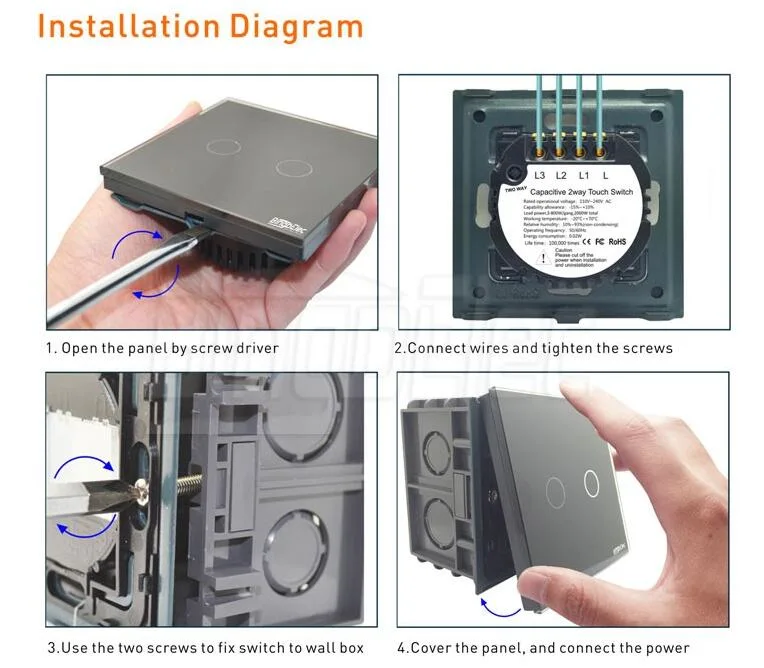 Glass Panel Touch Screen Remote Curtain Light Switch